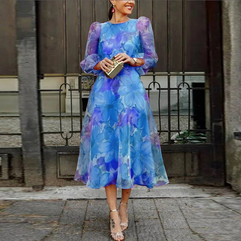 Zola | Women's Floral Puff Sleeve Midi Dress