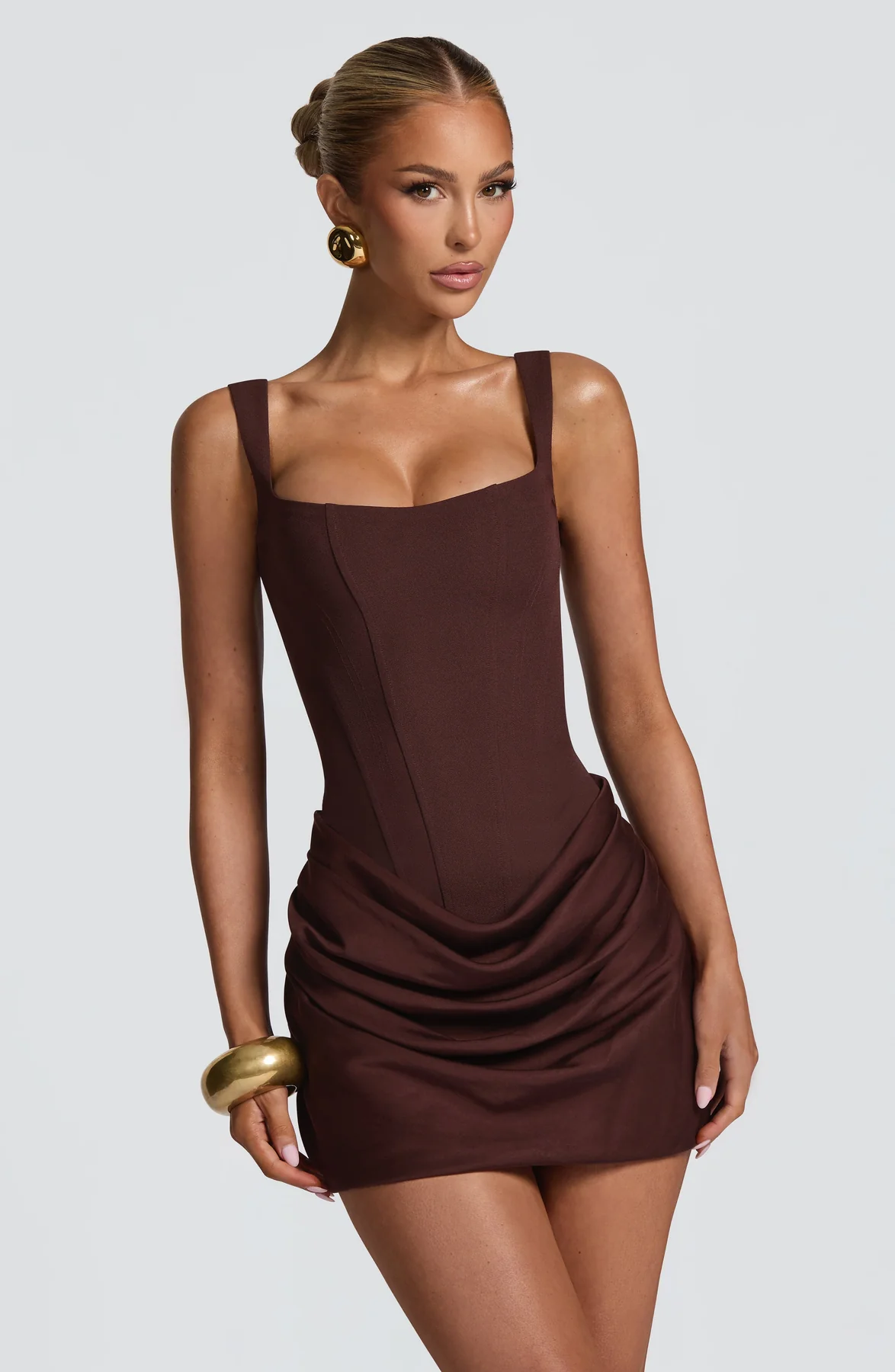Katrin | Women's Ruched Square-Neck Mini Dress