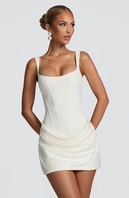 Katrin | Women's Ruched Square-Neck Mini Dress