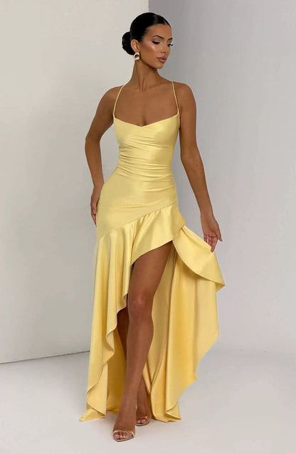 Nicolene | Women's High-Low Ruched Maxi Dress