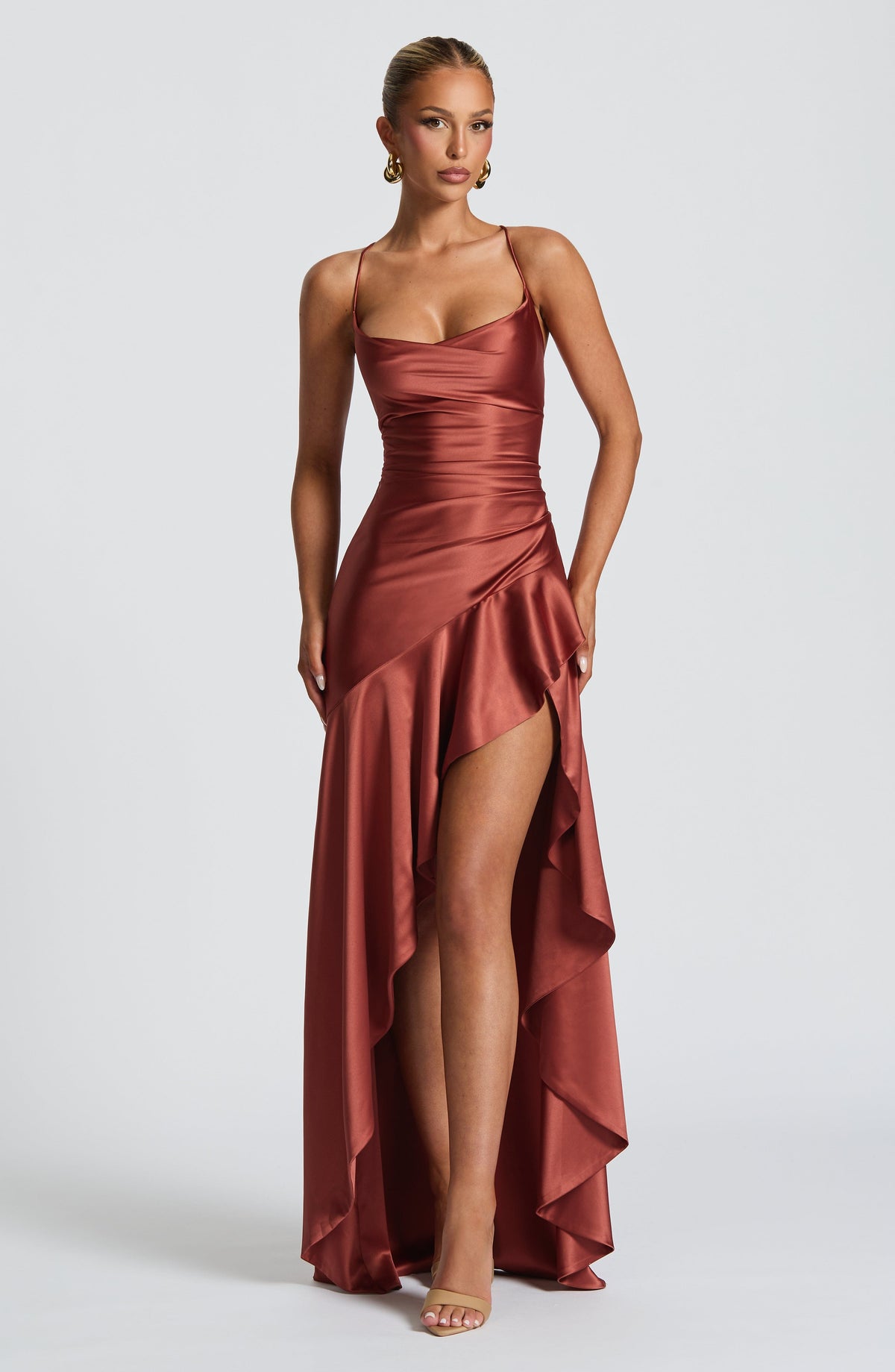 Nicolene | Women's High-Low Ruched Maxi Dress