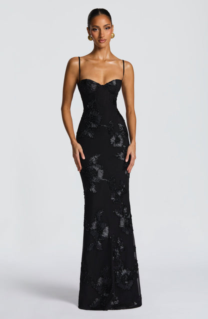 Karabo | Women's Floral Appliqué Maxi Dress