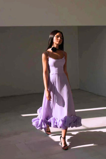 Taryn | Women's Ruffle-Hem Cami Midi Dress