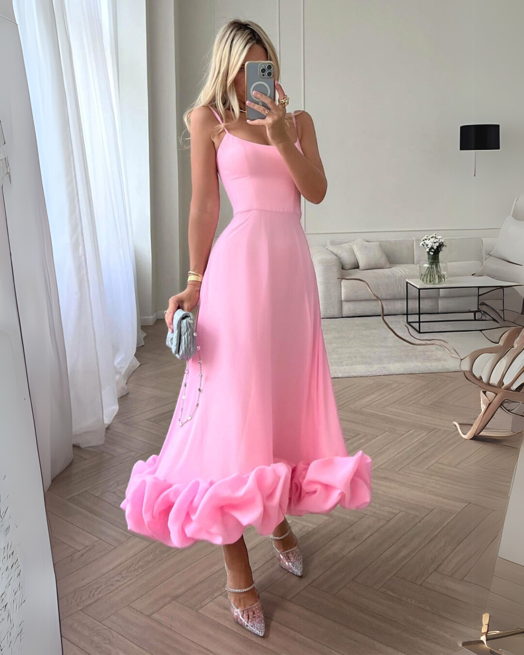 Taryn | Women's Ruffle-Hem Cami Midi Dress