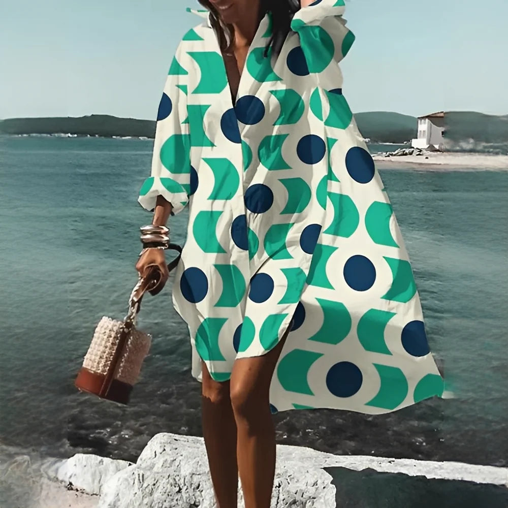 Annelie | Women’s Geometric Print V-Neck Dress