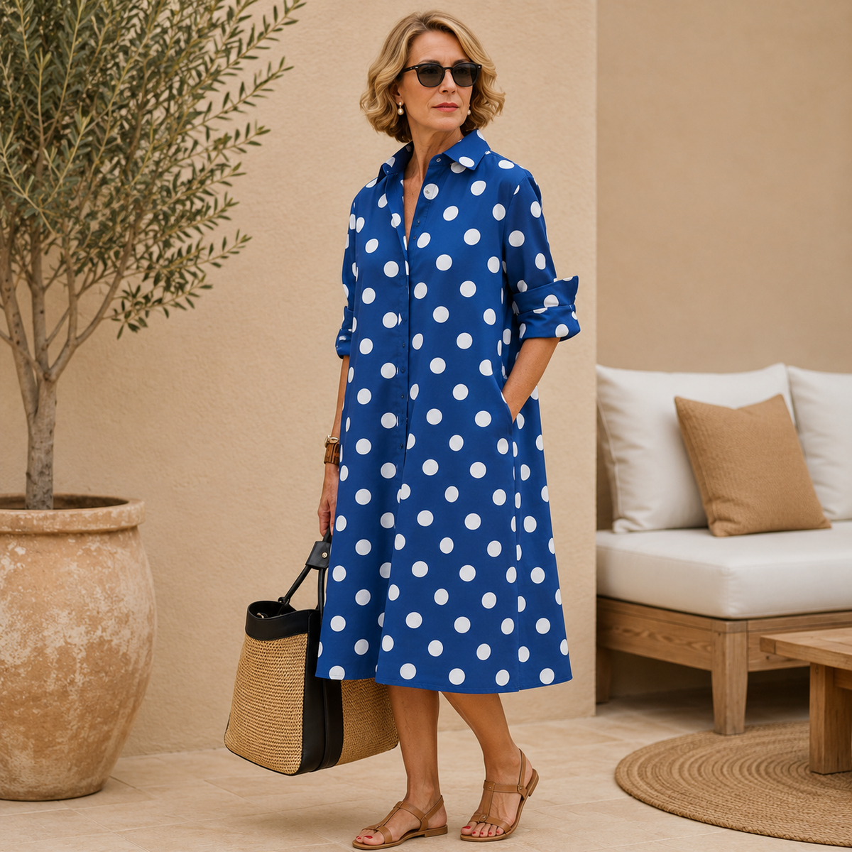 Jana | Women’s Flowy Collared Midi Dress