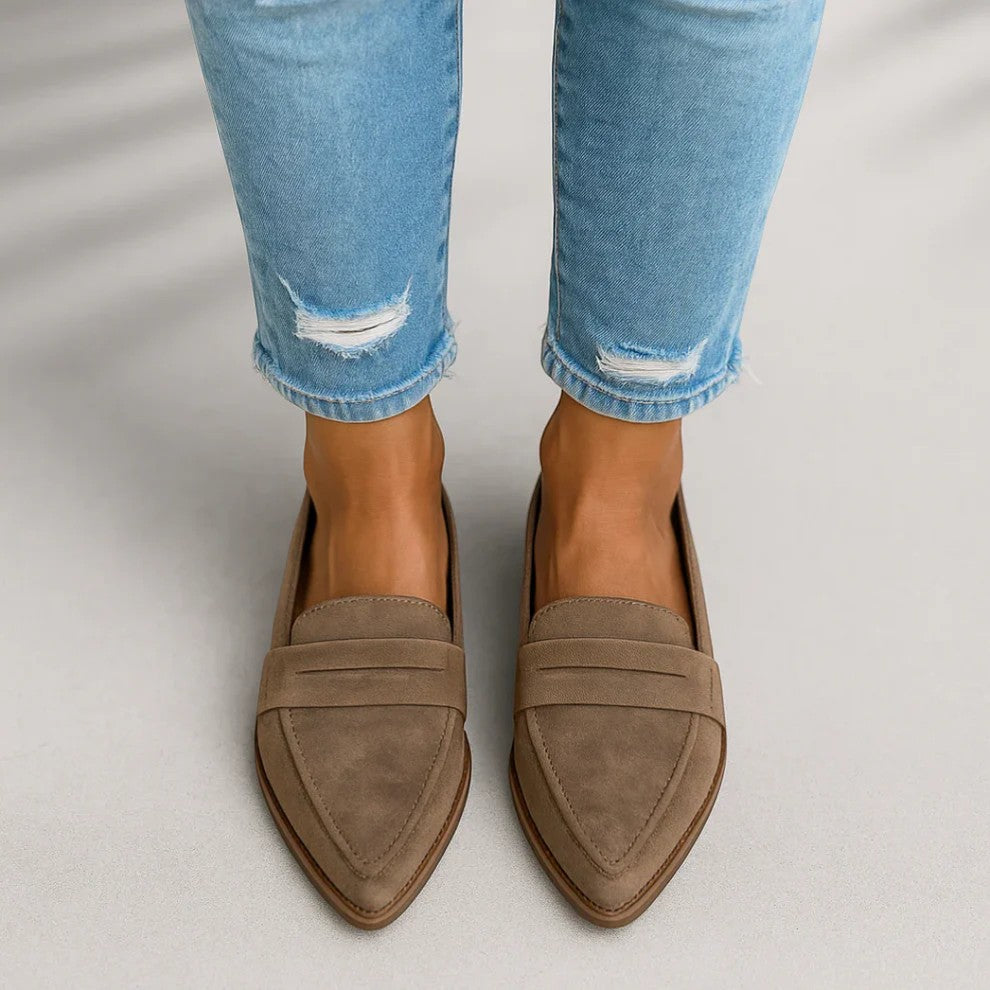 Caitlyn | Women's Stylish Suede Pointed Toe Wedge Loafers