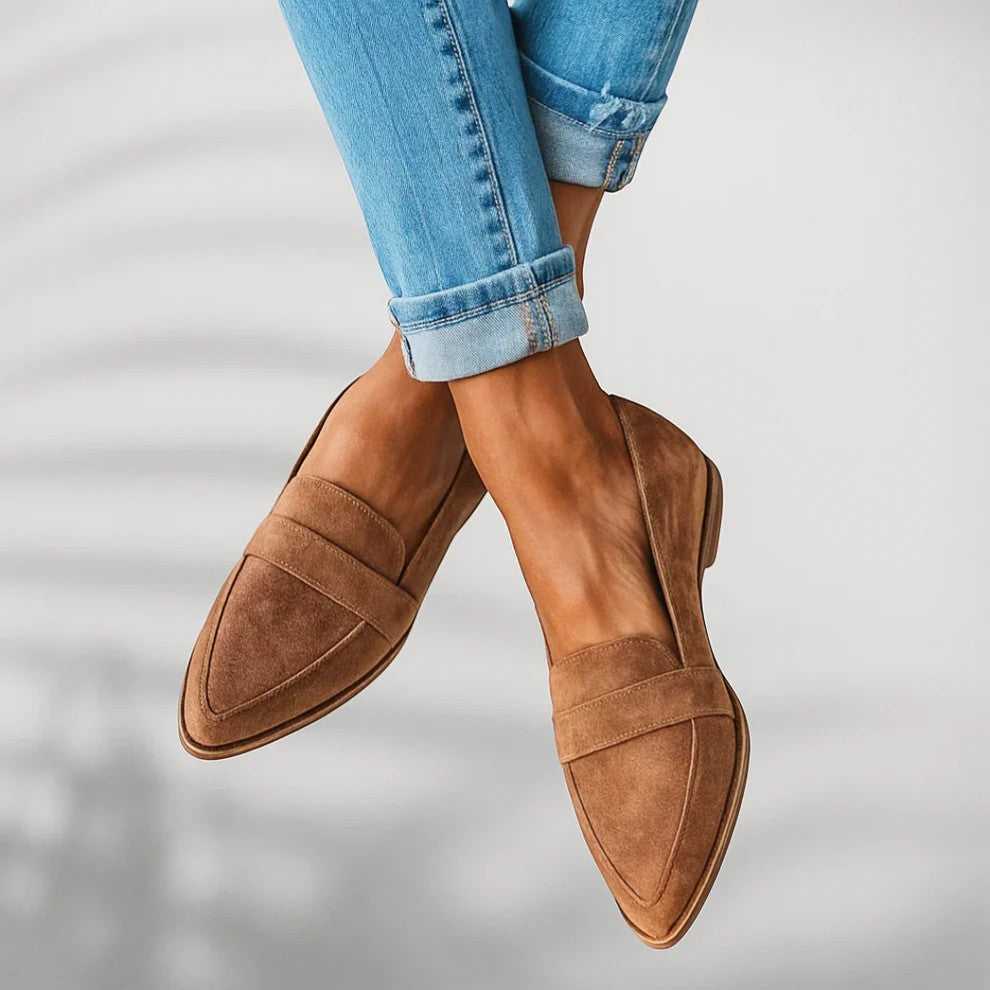 Caitlyn | Women's Stylish Suede Pointed Toe Wedge Loafers