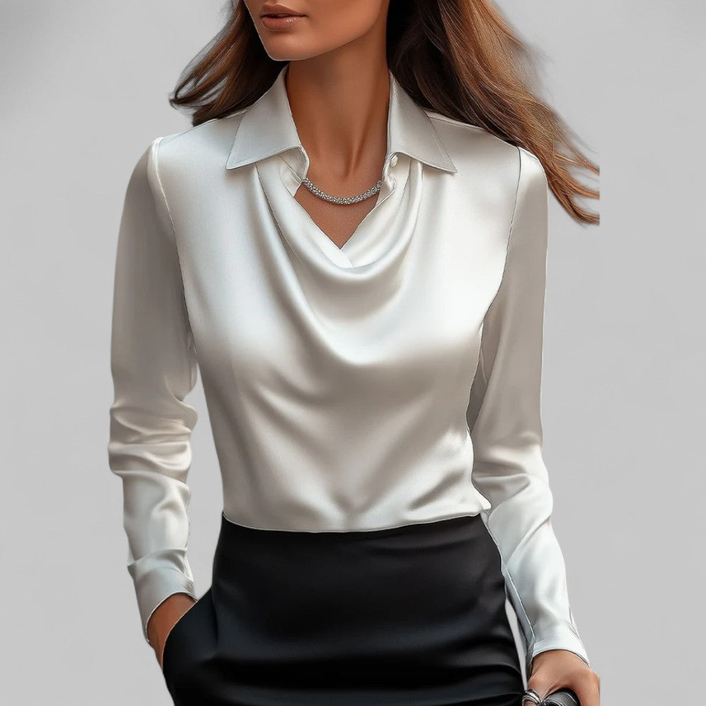 Sonja | Women's Cowl-Neck Satin Blouse