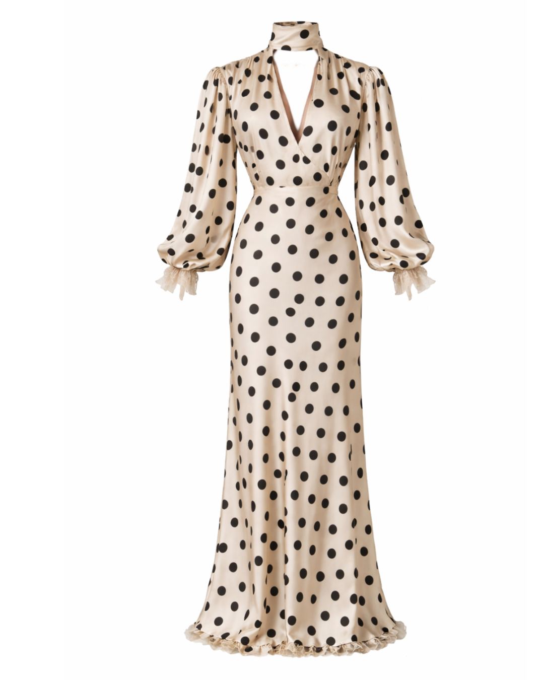 Kea | Women's Polka Dot Tie Neck Maxi Dress