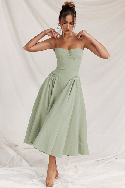 Lethabo | Sweetheart Corset Pleated Midi Dress