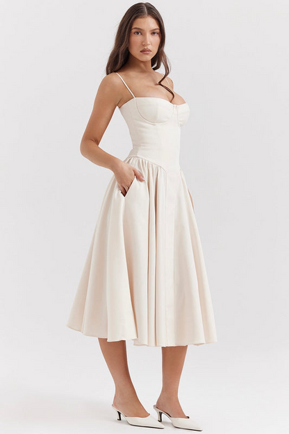 Lethabo | Sweetheart Corset Pleated Midi Dress