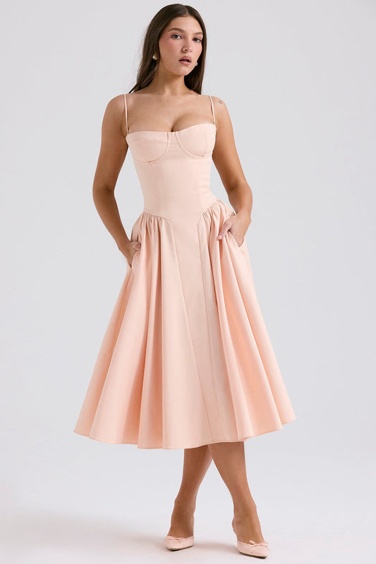 Lethabo | Sweetheart Corset Pleated Midi Dress