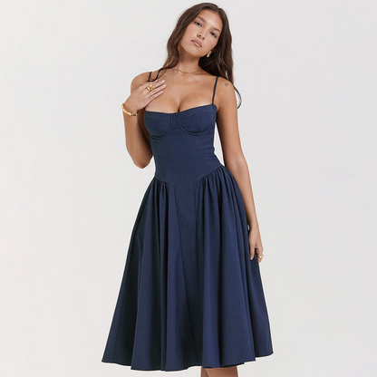 Lethabo | Sweetheart Corset Pleated Midi Dress