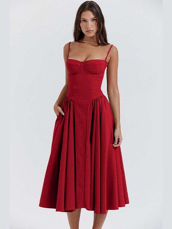 Lethabo | Sweetheart Corset Pleated Midi Dress