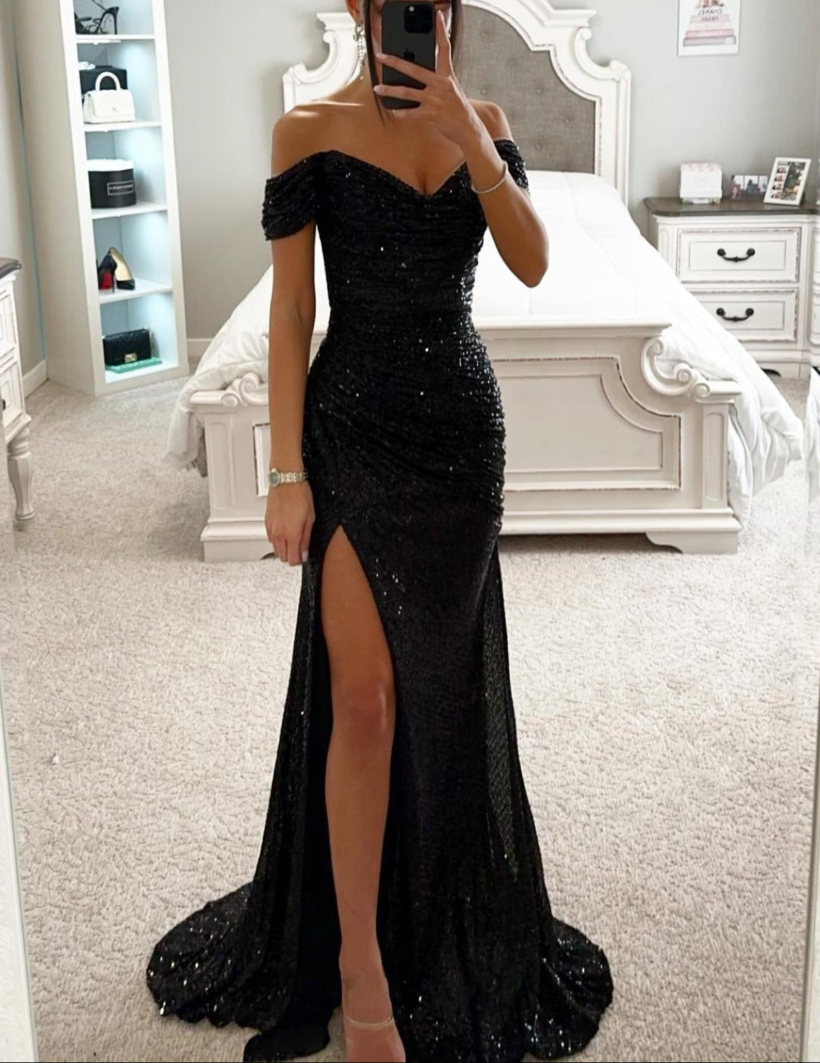 Lindiwe | Women's Off Shoulder Sequin Maxi Dress