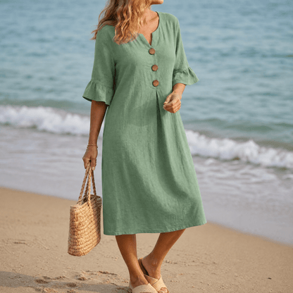 Liezel | Women’s Relaxed Button Midi Dress