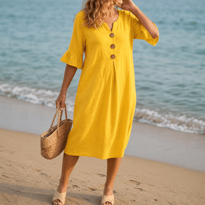 Liezel | Women’s Relaxed Button Midi Dress