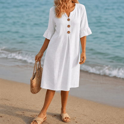 Liezel | Women’s Relaxed Button Midi Dress