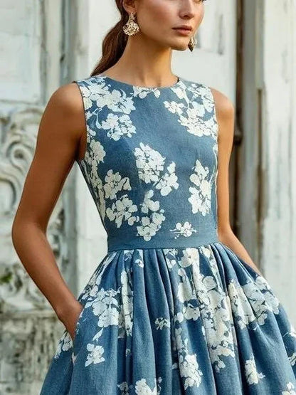 Eleanor | Women's Floral Sleeveless Midi Dress