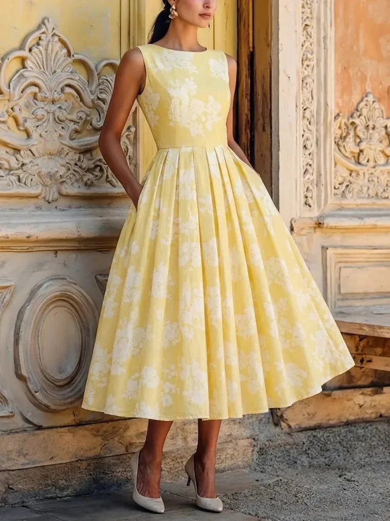 Eleanor | Women's Floral Sleeveless Midi Dress