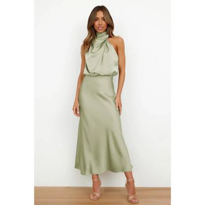 Refilwe | Satin Halter Neck Maxi Dress