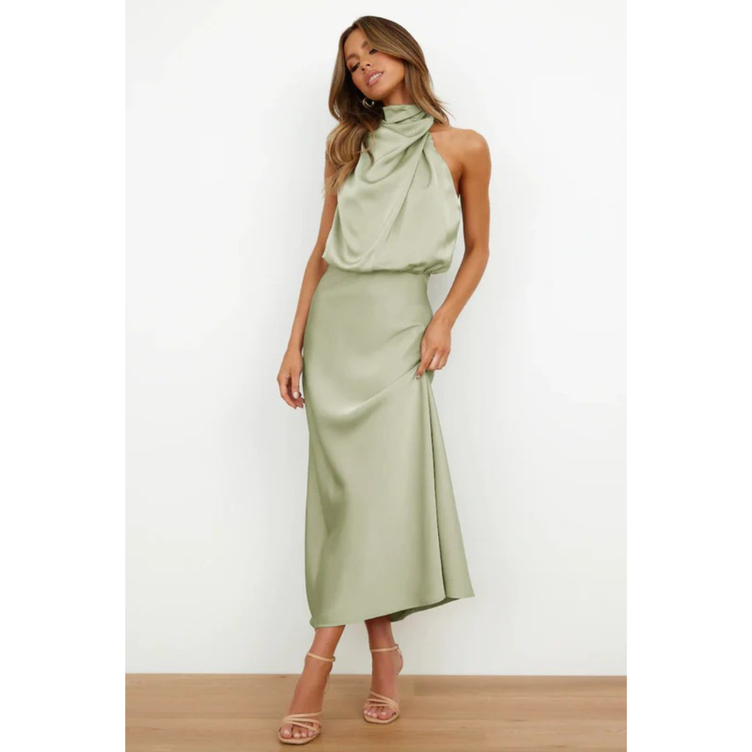 Refilwe | Satin Halter Neck Maxi Dress