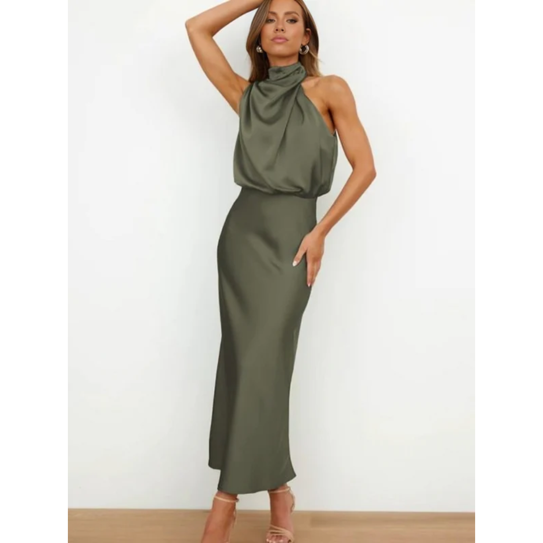 Refilwe | Satin Halter Neck Maxi Dress