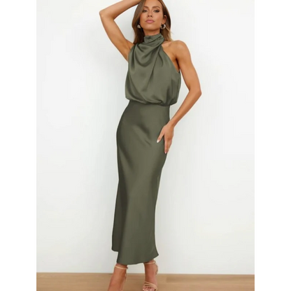 Refilwe | Satin Halter Neck Maxi Dress