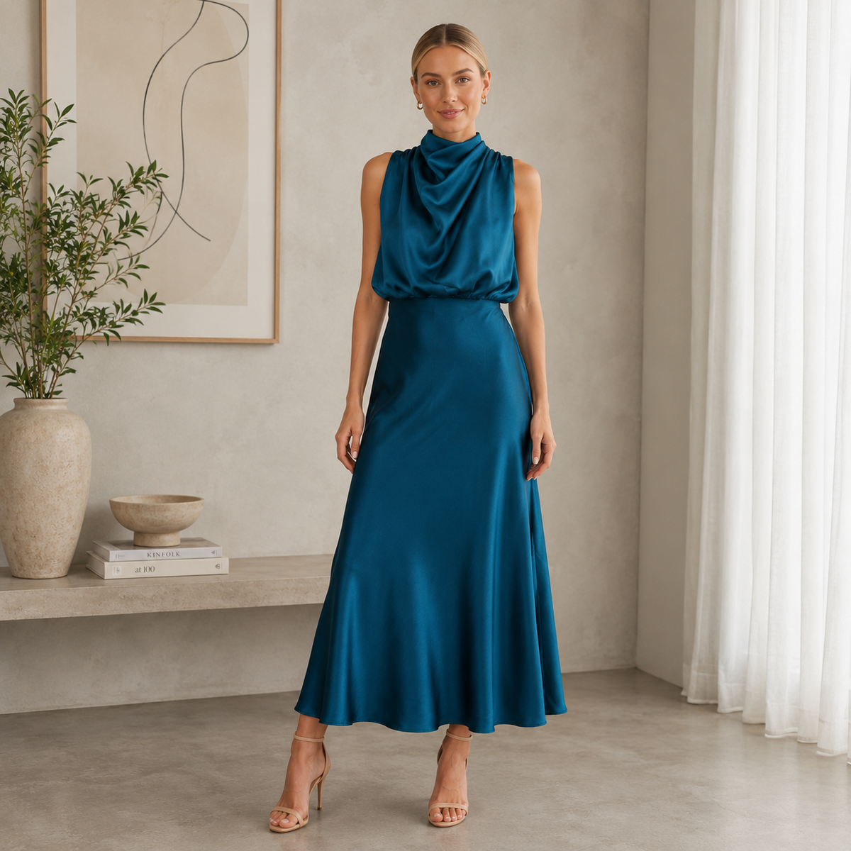 Refilwe | Satin Halter Neck Maxi Dress