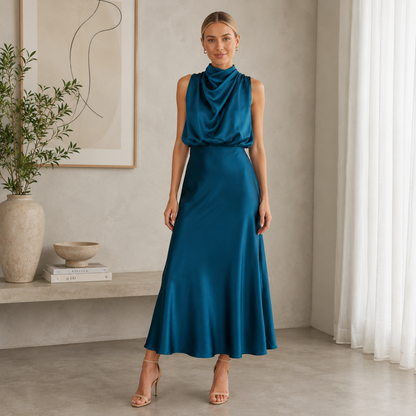 Refilwe | Satin Halter Neck Maxi Dress